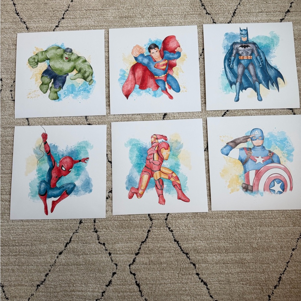 Superhero Art Prints Set